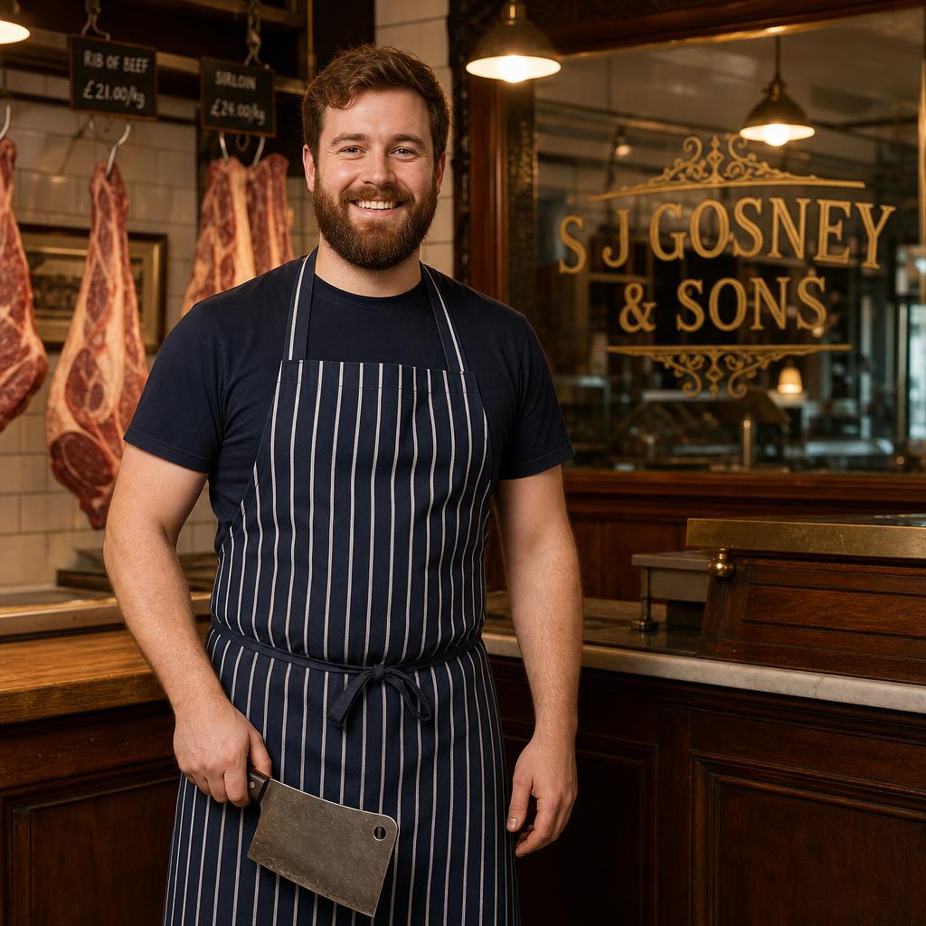 A S J Gosney & Sons butcher behind the counter
